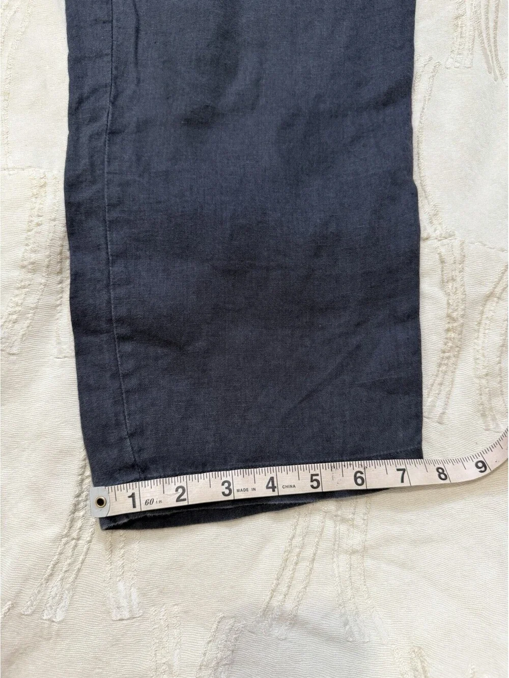 H&M Home Womens Linen Pants Size L Blue Drawstring Elastic Waist Lounge Casua